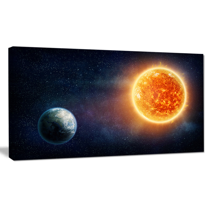 Planet Earth and Sun Landscape Canvas Print, 16" x 32"