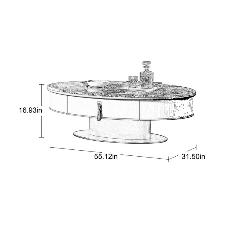 Table basse en marbre avec plateau télé