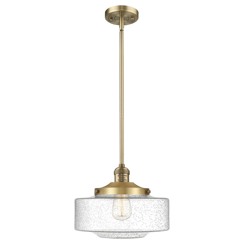 Mini-luminaire suspendu à tige lumineuse 12 po Franklin Restoration - Lainee - ampoule non incluse - finition bronze frotté
