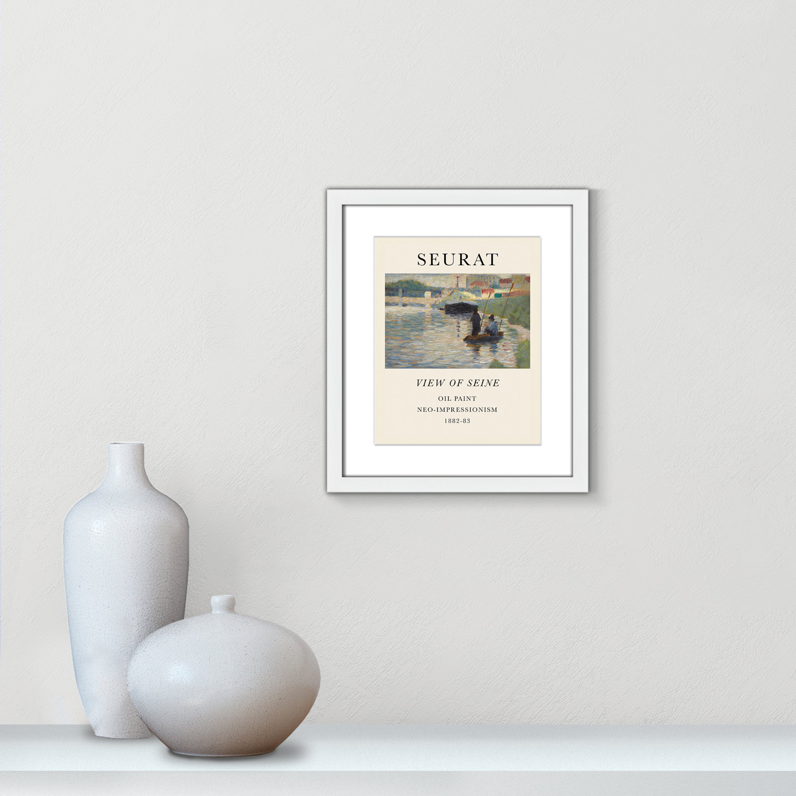 Old Masters Collection "View of Seine" Print, Yes, 15" H x 13" W x 1.25" D, White Single Picture Frame
