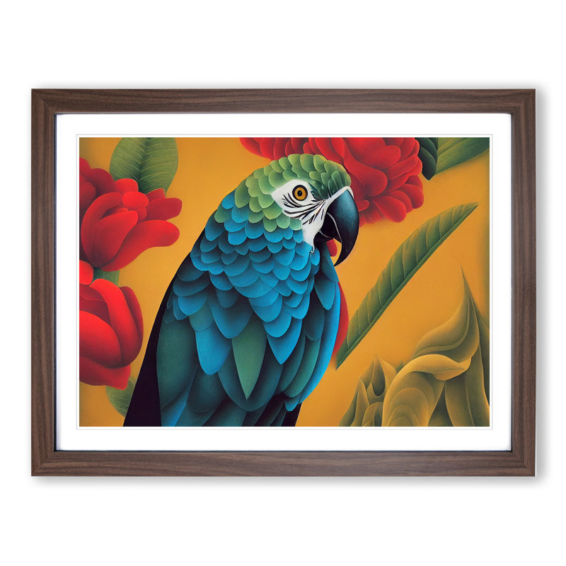 Adorable Parrot - Single Picture Frame Print, Walnut Framed, 34cm H x 46cm W x 2cm D