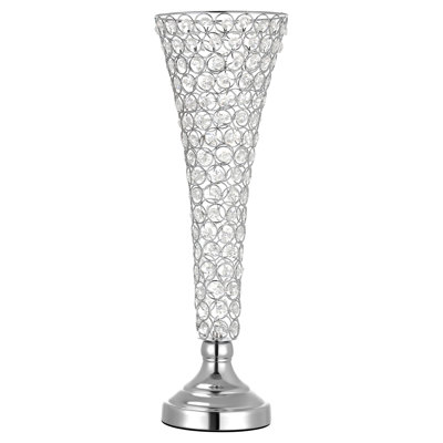 4 PCS Crystal Wedding Flower Vase, 20 in Tall Flower Table Centerpieces, Crystal Cylinder Banquet Vases Easy Installation, Versatile Arrangement Stand for Party Events Room Home Decor, Silver