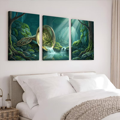 Ensemble de 3 tableaux sur toile représentant une forêt fantastique, pour la décoration du salon, de la chambre et de la maison.