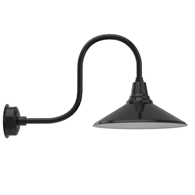 Luminaire de grange d’extérieur à del Albali, H 9 po x l 8 po x P 17 po, Noir