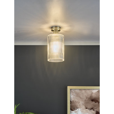 EMERSON 1LT SEMI FLUSH CW CYLINDER GLASS