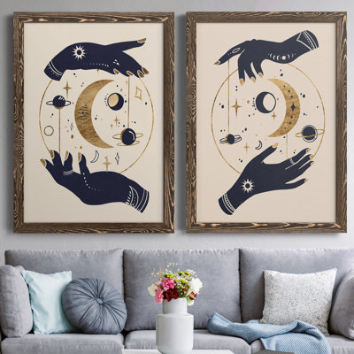 Moon Hands I - 2 Piece Single Picture Frame Painting on Canvas