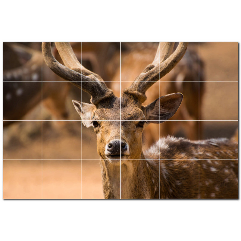 Murale décorative cerf en céramique 6 po x 6 po Deer Photo