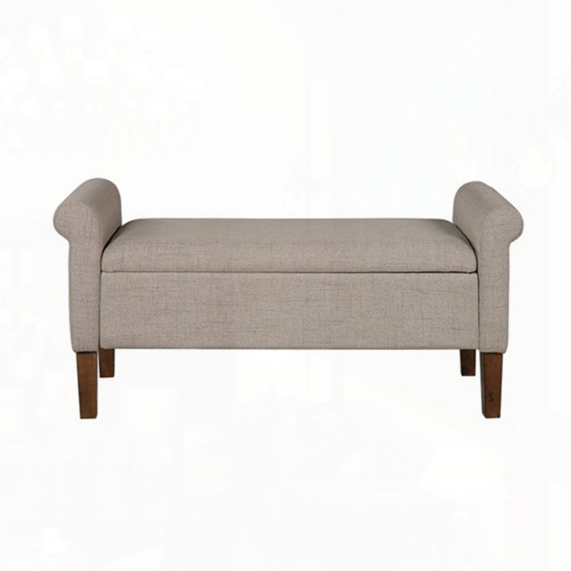 Upholstered Storage Bench, Beige