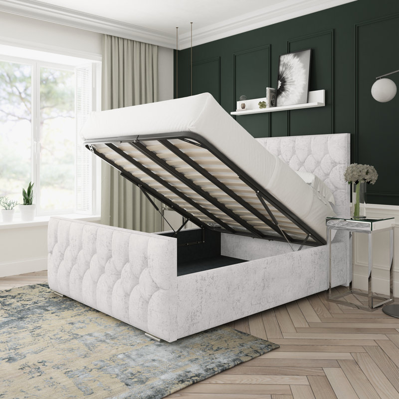 Upholstered Divan Bed, Silver, Double (4'6)