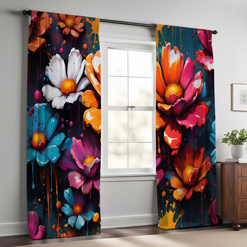 Paire de rideaux semi-transparents en polyester Erina, L 40 po x L 52 po