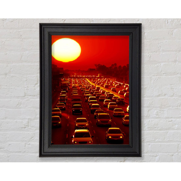 Ebern Designs Los Angeles Highway Sun Blaze - Single Picture Frame Art ...