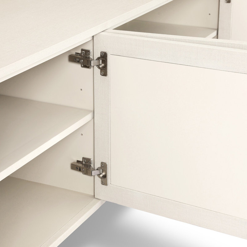 Cressida Media Console-Ivory Painted Linen, Ivory Painted Linen