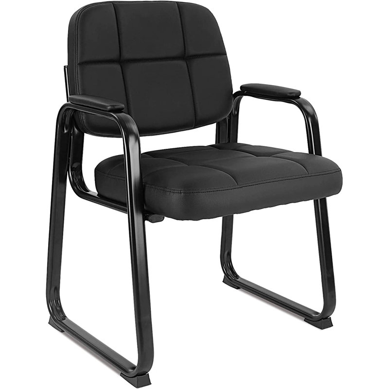 Chaise de salle d'attente avec structure en métal, Noir, Noir