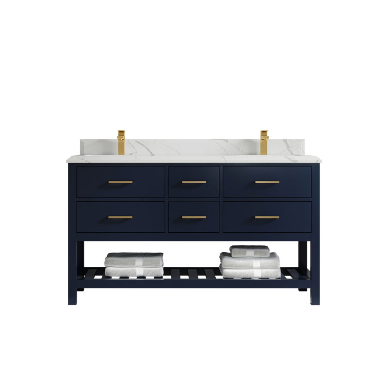 Ensemble de meuble-lavabo double 60 po Parker, Calacatta Laza