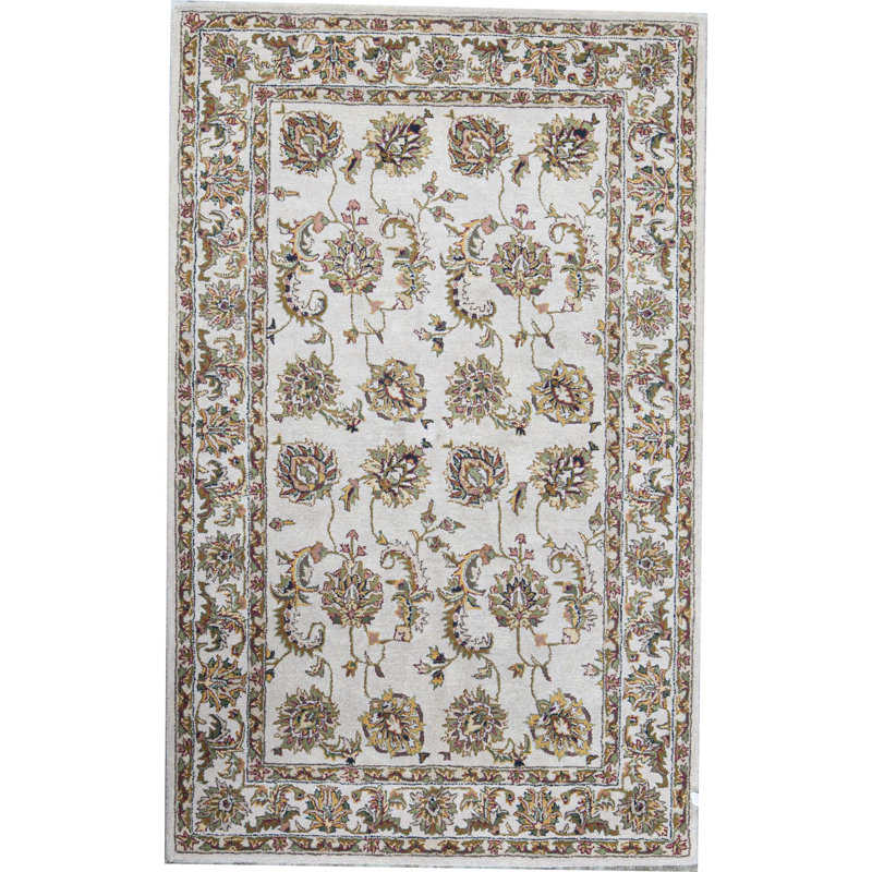 Tapis beige noué à la main de haute qualité