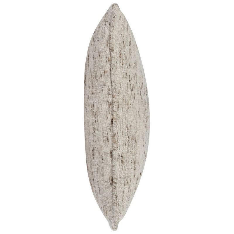 Tali Cream and Brown Cotton Linen Square Throw Pillow
