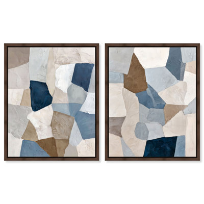 "Composition of Solidos Duo", ensemble de décorations murales abstraites sur toile par Art Remedy, galerie tendue, 20 x 24