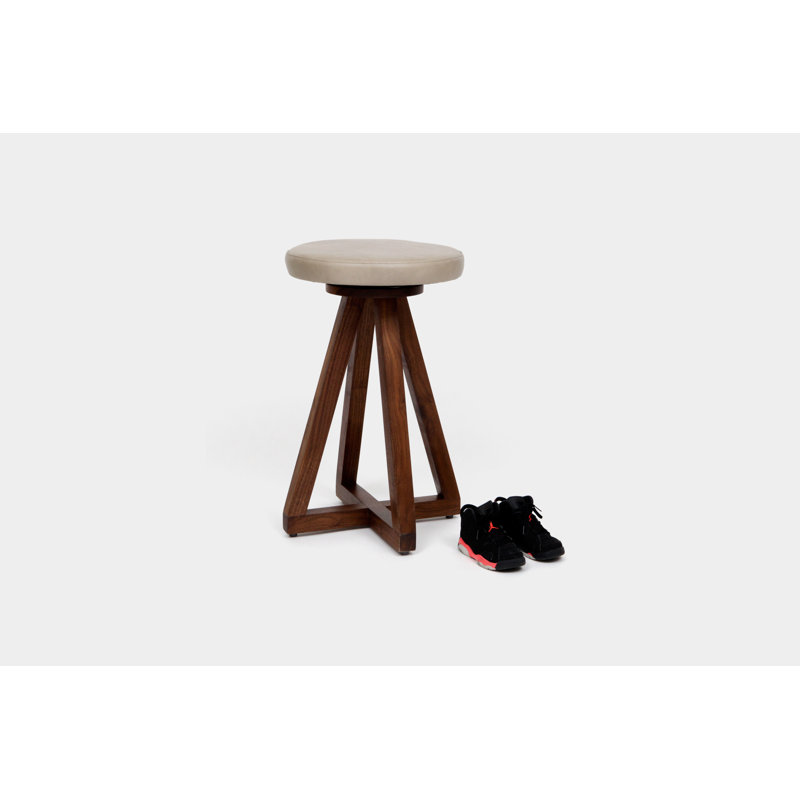 Artless X Swivel 26" Counter Stool, Cashmere, Blackened Steel, Walnut
