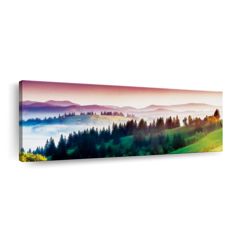 Paysage des Carpates sur toile, H 15 po x l 45 po x P 1,25 po