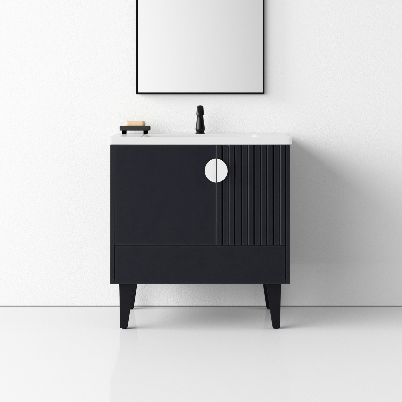 Saimah 30'' Single Bathroom Vanity, Black, Polished Chrome