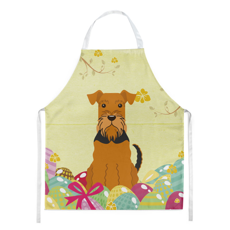 Tablier œufs de pâques, Jaune / brun clair / noir, Airedale