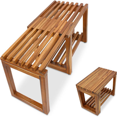 Adjustable Length 29.5 Inches Shower Stool Bench Chair Waterproof With Storage Shelf For Shaving Legs, Spa, Bath Seat In Bathroom, Inside Shower For Adults Seniors Elderly