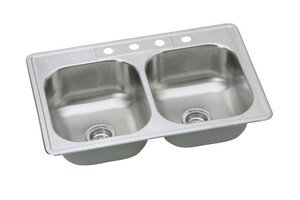33-Inch Stainless Steel Double Bowl Drop-In Kitchen Sink
