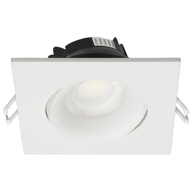 3.5" Square Selectable Color Temperature Dimmable Air-Tight IC Rated LED Canless Recessed Lighting Kit, White