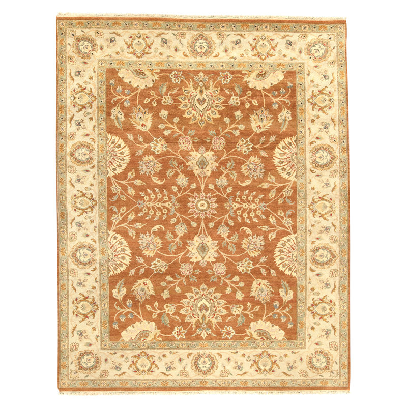Tapis rouille et ivoire noué à la main de haute qualité