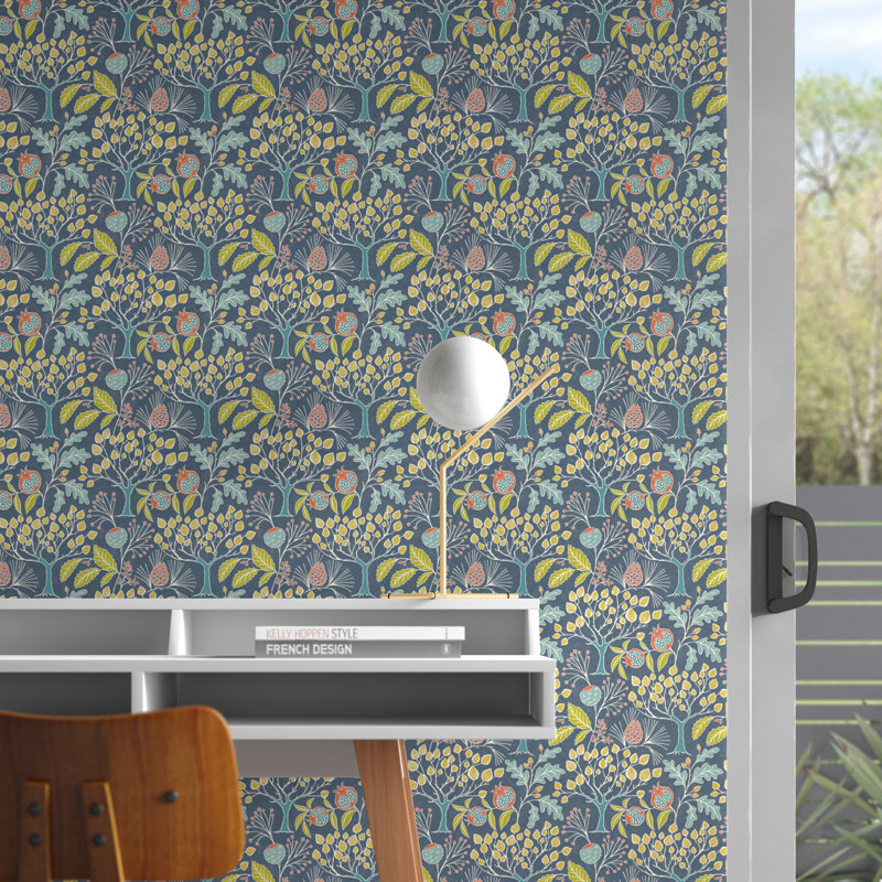 Clare 65.84m x 52cm Matte Peel & Stick Wallpaper Roll, Blue/Yellow