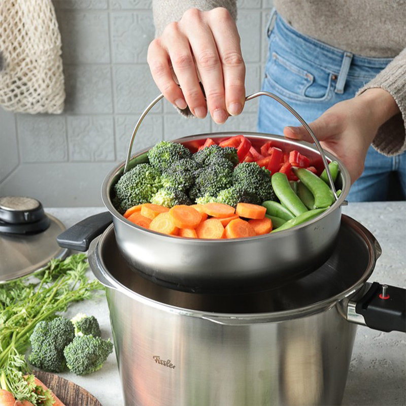 Vitaquick® Premium Pressure Cooker, 2.6 Quart With Steamer Insert And Tripod, 6.5" H x 8.3" W x 15.4" D