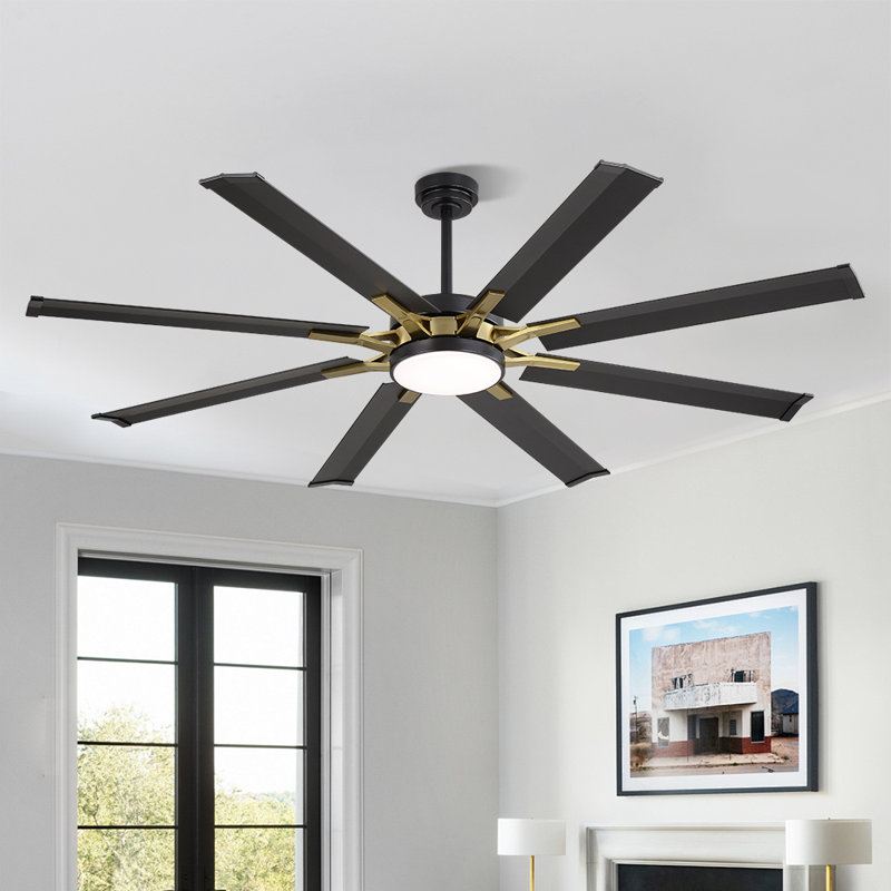 Ventilateur de plafond intérieur avec ensemble d'éclairage et télécommande, moteur réversible, Noir, 72", Noir