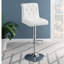 Tabouret de bar réglable à hauteur réglable au gaz en similicuir capitonné à base chromée, ensemble moderne de 2 chaises