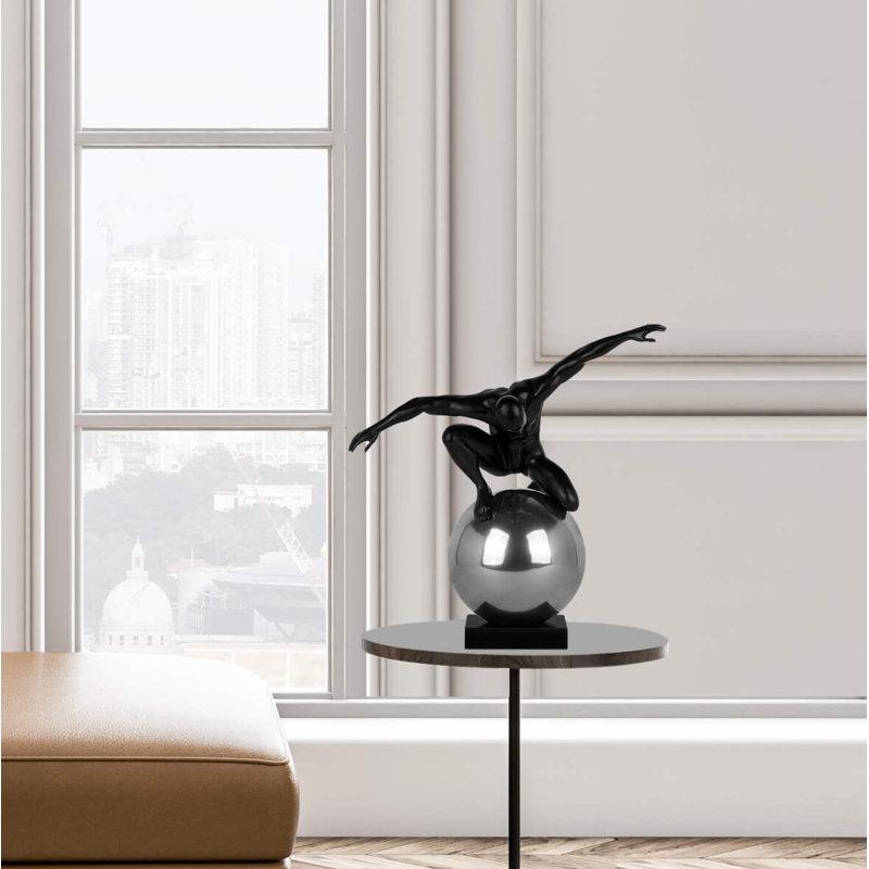 People Statue, Black, 47cm H x 46cm W x 29cm D