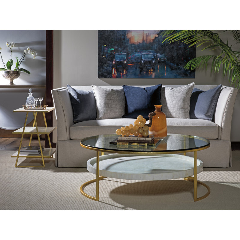 Signature Designs Cumulus Capiz Cocktail Table, 19" H x 50" L x 50" W, Gold Foil