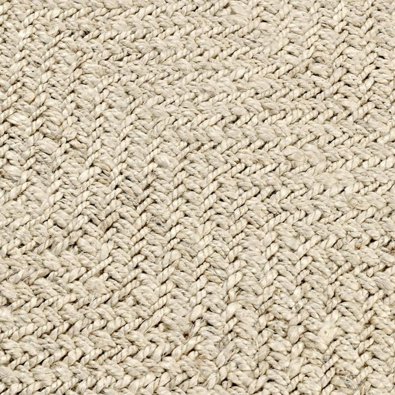 Ivory Herringbone Handwoven Wool 10' x 14' Rug