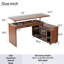 Bureau en L 55 po Mid-Century