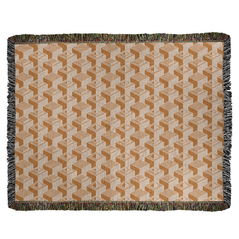 Couverture en coton tissé à motif de gratte-ciels classiques, L 60 po x L 80 po, Orange