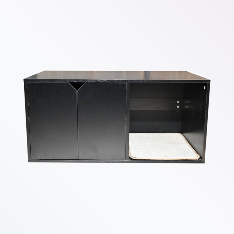 Enceinte de litière pour chat avec grattoir et portes doubles