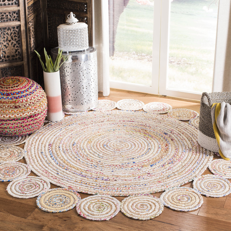 Zeitler Hand Woven Jute, Cotton Rug, Round 4'