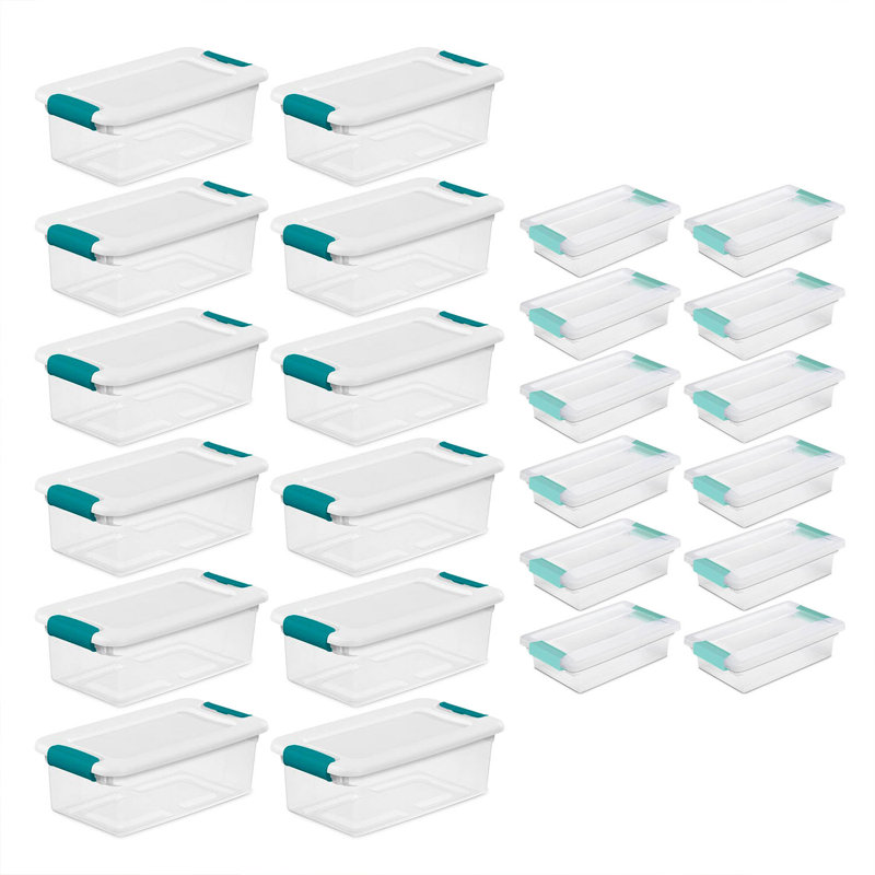 Boîte de rangement empilable de 6 pintes Sterilite, paquet de 12 et petite boîte à pinces pour dossiers, paquet de 12