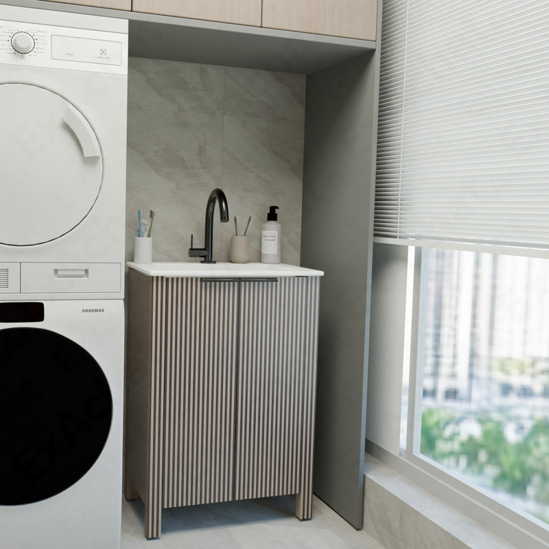 Ensemble de meuble-lavabo 24 po avec 2 portes et plateau en résine blanche, 24"