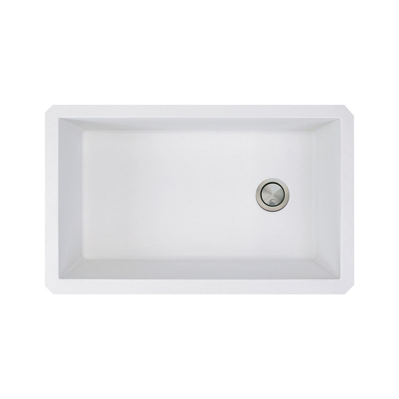 Évier de cuisine avec robinet encastré l 32 po x l 19 po granite Radius, Blancs, Acier inoxydable de luxe / Blanc