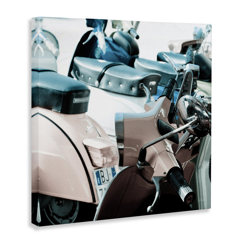 Art mural rétro sur toile scooter italien par Deborah Revell, H 30 po x l 30 po