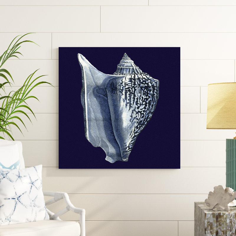Y SE PAPER Indigo Shells I, H 36 po x l 36 po x P 1,25 po, Non, Toile tendue