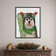«Christmas Husky Snowboard» par Fab Funky, impression sur toile encadrée