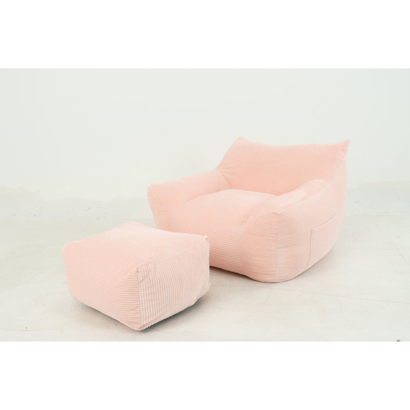 Oversized Pink Corduroy Bean Bag Chair, High - Resilience Shredded Foam, Supportive , With , Perfect For Socializing In Dorm Generous Size, And Suitable Gaming Living Room
