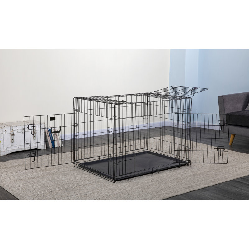 Metal Collapsible Pet Crate with 3 Doors, Large (30" H x 28" W x 42" D)