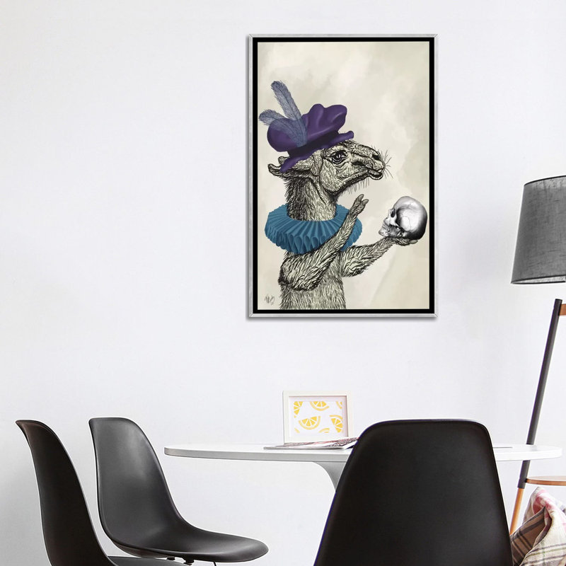«Drama Llama» par Fab Funky - impression d'art graphique, Aucun mat, H 40 po x l 26 po x P 1,5 po, Toile avec cadre argenté