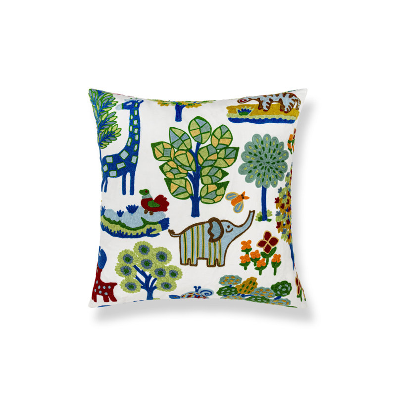 VILLELAURE PILLOW, Primaries Nursery Crewel, Square - 24"H x 24"W